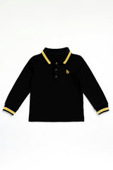 Boys Long Sleeve Striped Polo