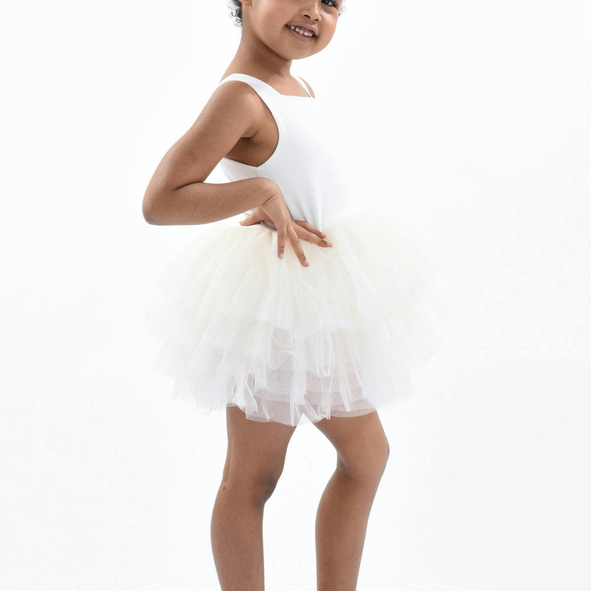 White Solid Tutu Dress
