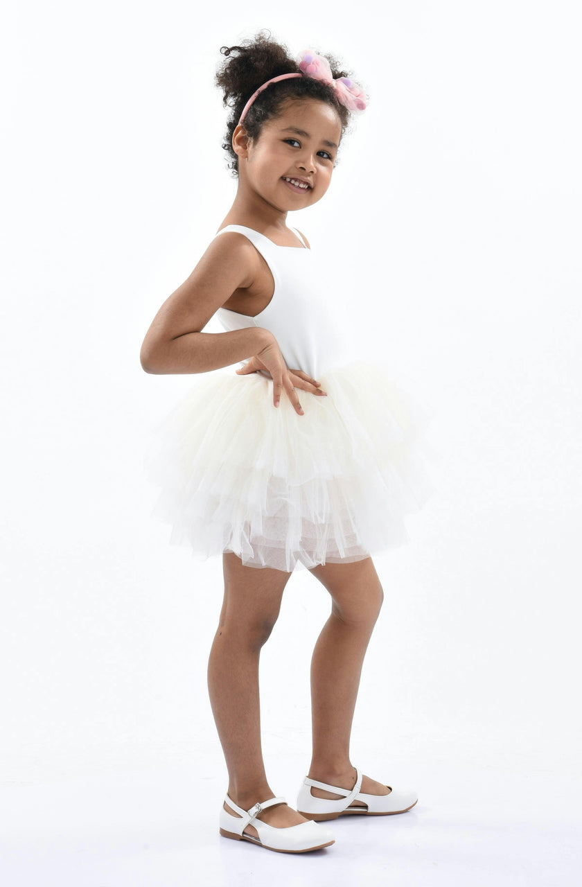 White Solid Tutu Dress