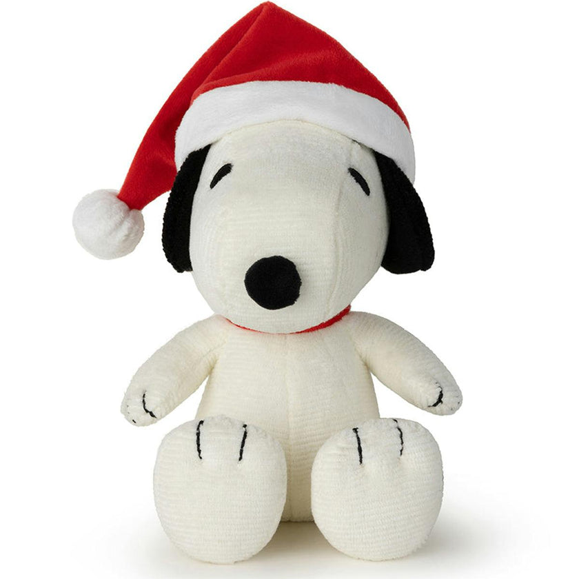 Plush PEANUTS SNOOPY Sitting WITH CHRISTMAS HAT 7"