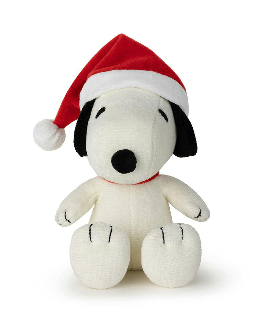 Plush PEANUTS SNOOPY Sitting WITH CHRISTMAS HAT 7"