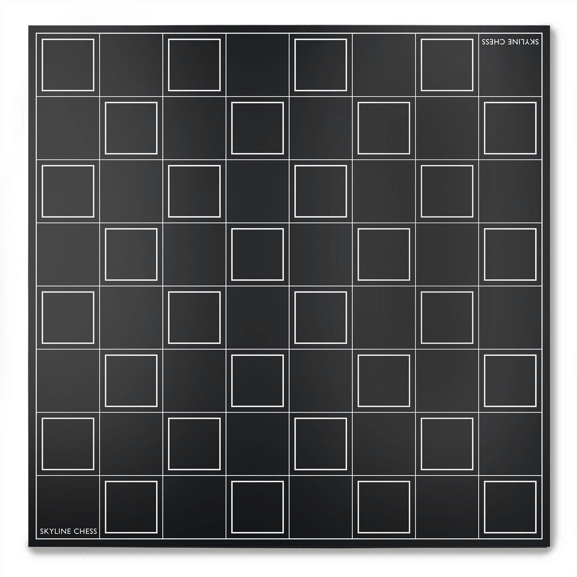 Chess Set Stainless Steel WORLD ICONS with Wooden Grid Board