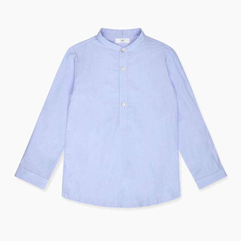 Nicky Hilton x La Coqueta Blue Stripe Nicholai Long Sleeve Boy Shirt