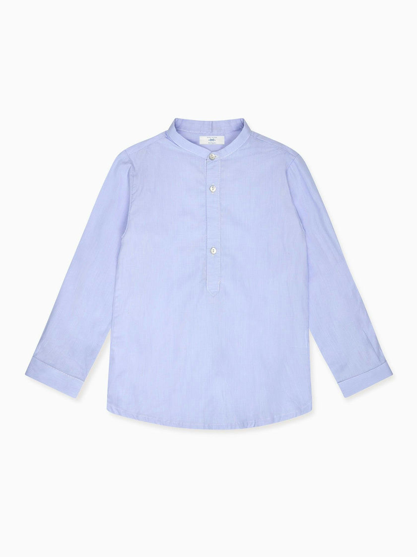 Nicky Hilton x La Coqueta Blue Stripe Nicholai Long Sleeve Boy Shirt
