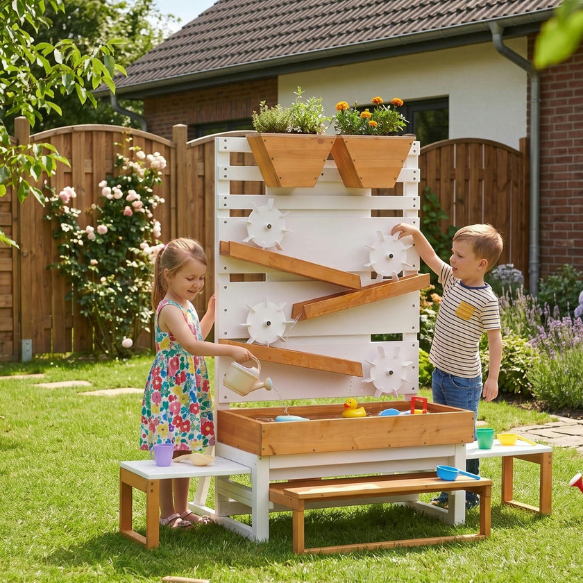 Avenlur Large Wooden Water Table – Multi-Level Sensory Play Station