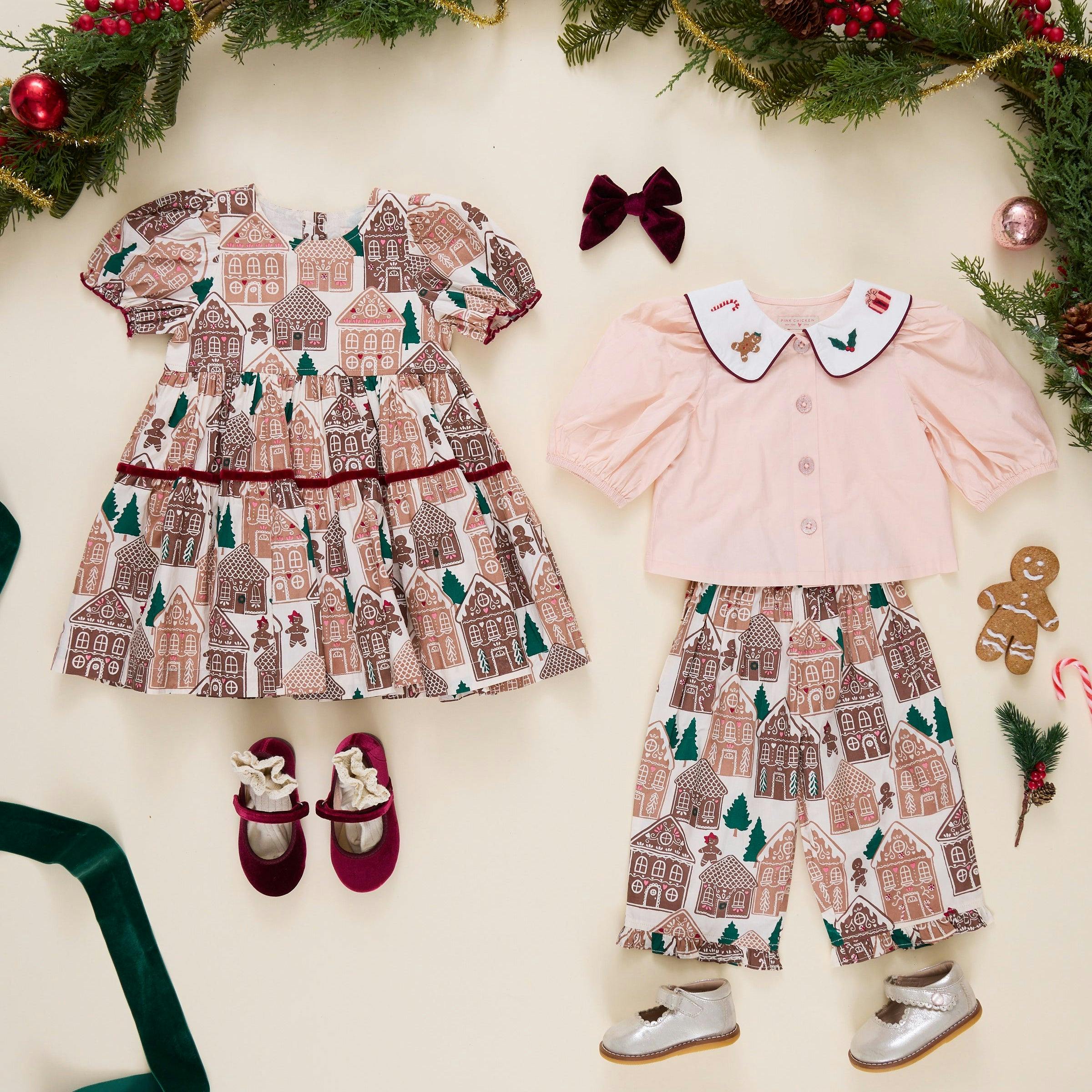 Girls Eliza Dress - Gingerbread Houses
