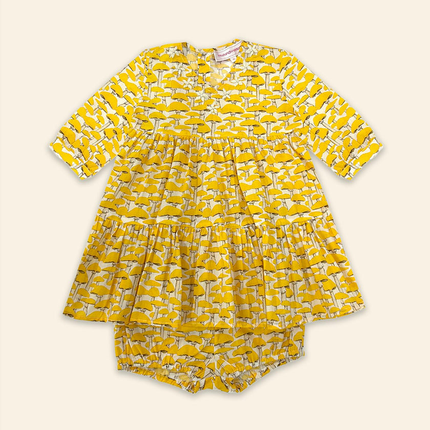 Kids Fran Dress Yellow Mushroom