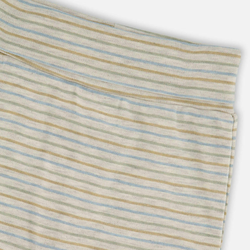 Organic Cotton Evolutive Pants Striped Heather Beige and Gray