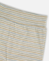 Organic Cotton Evolutive Pants Striped Heather Beige and Gray