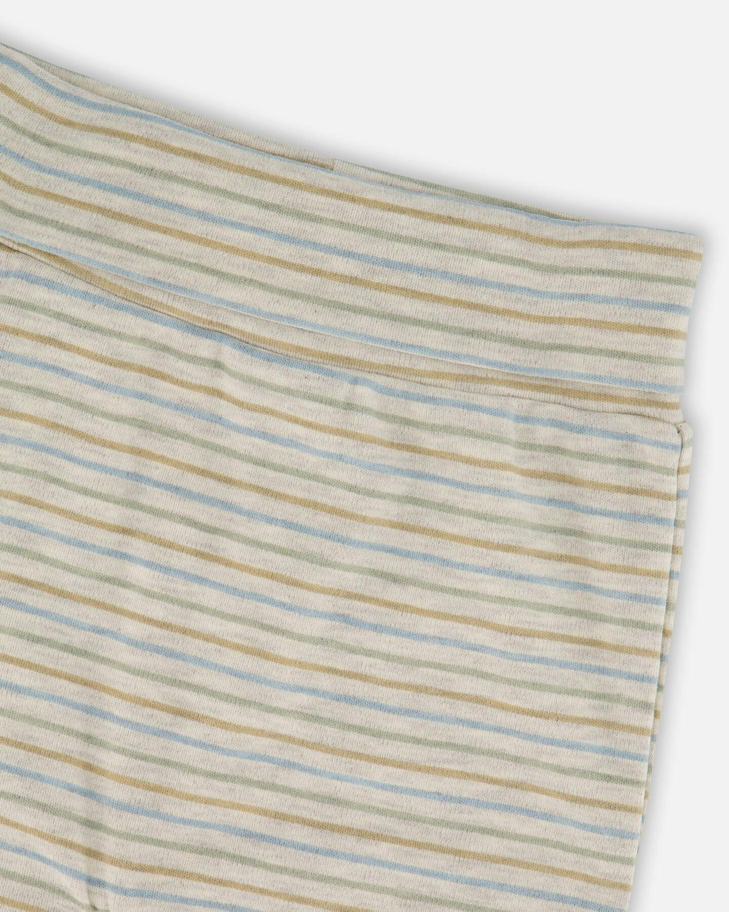 Organic Cotton Evolutive Pants Striped Heather Beige and Gray