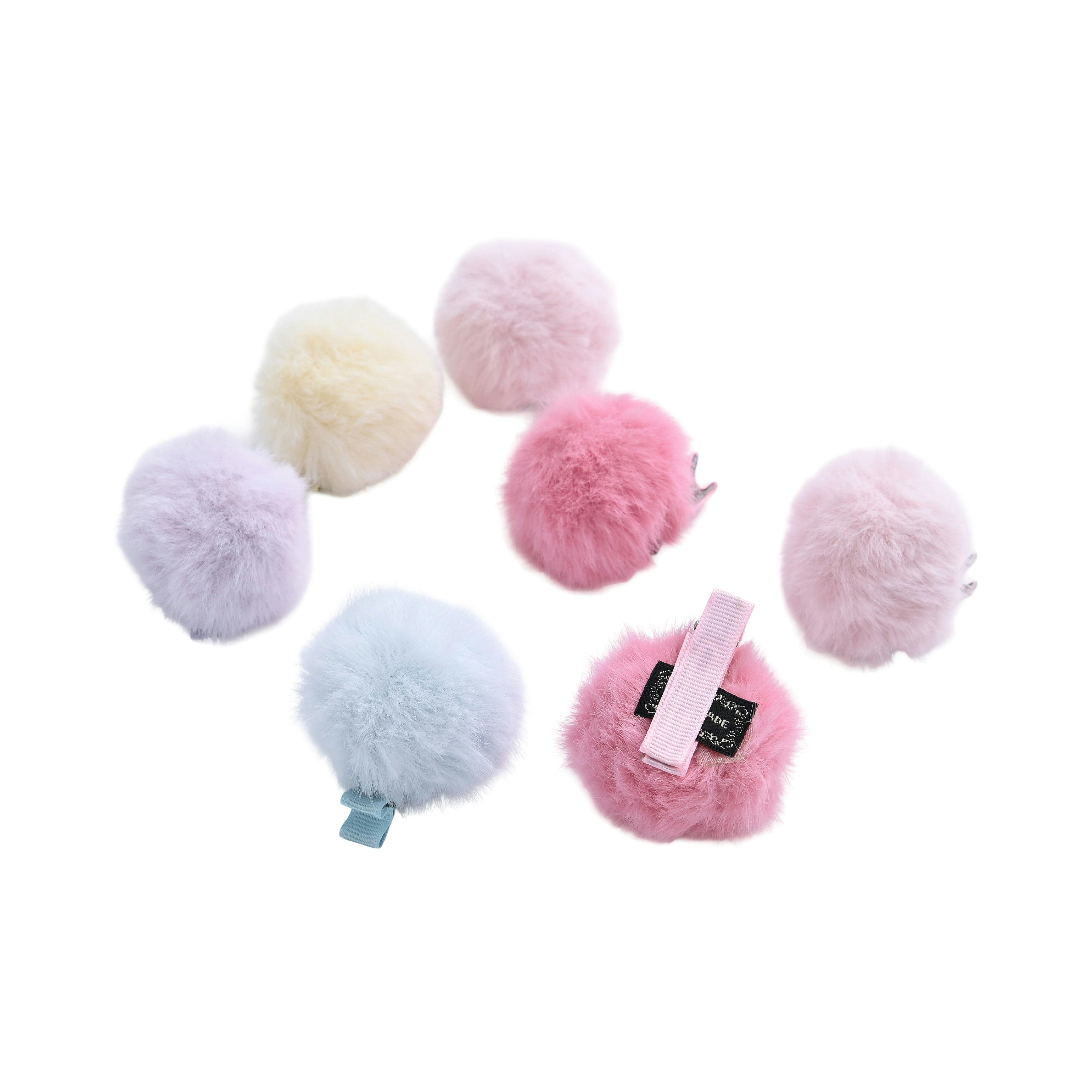 Fluffy Pom-Pom Hair Clip Set