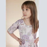 Reese Print Round Neck Elbow Sleeve Twirl Dress