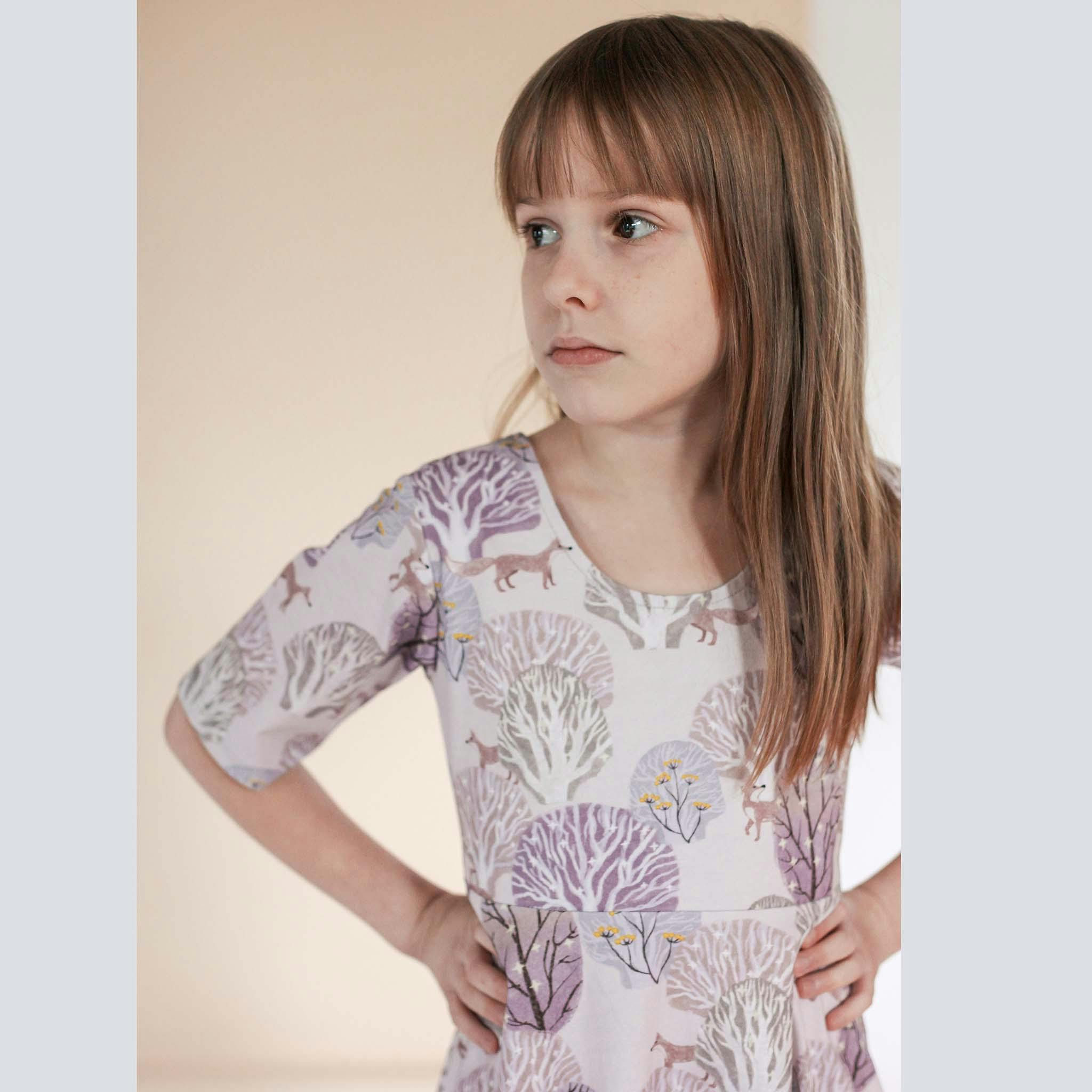 Reese Print Round Neck Elbow Sleeve Twirl Dress