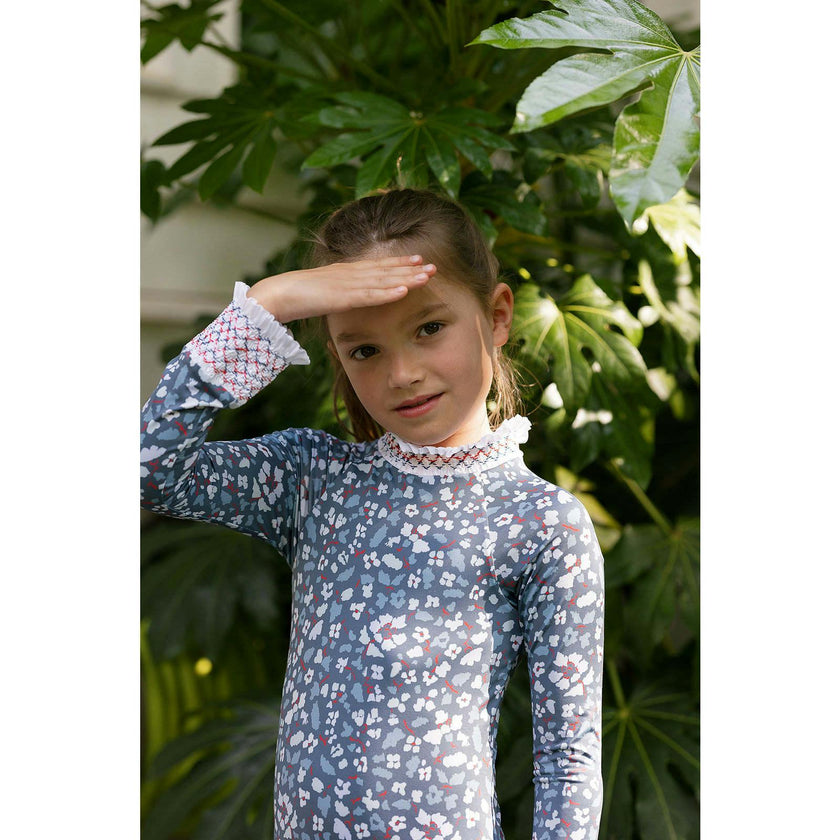 Austen Smocked Suit in Blue Darby
