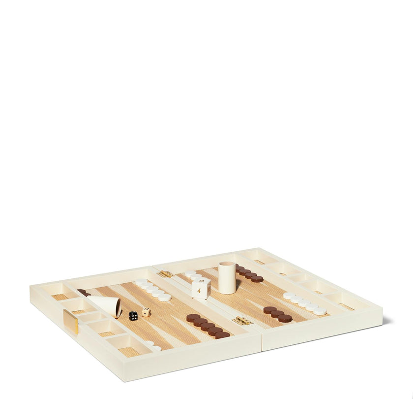 Lacquer Raffia Backgammon Set