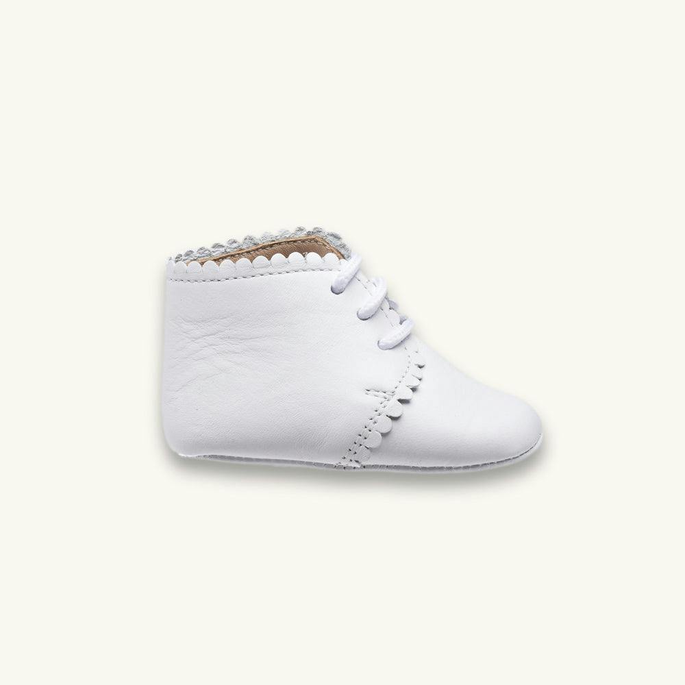 Baby Scalloped Bootie | White Leather