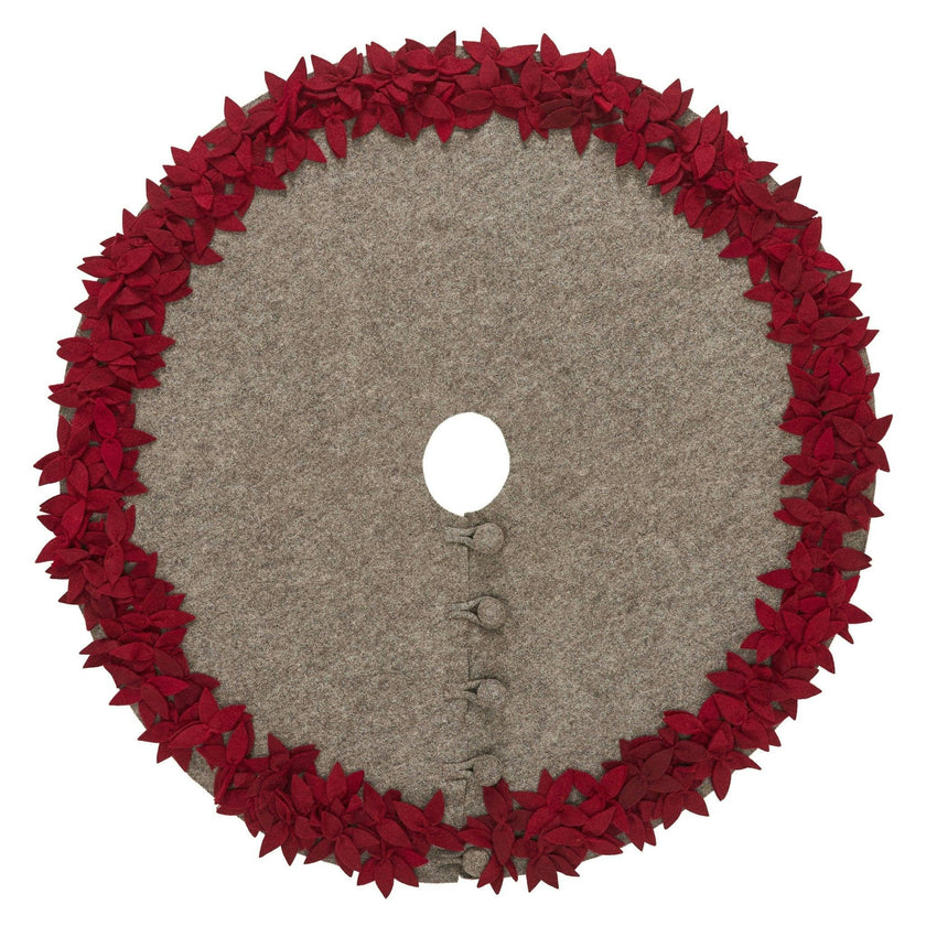 Handmade Overlapping Flowers Christmas Tree Skirt - Natural Red-64"