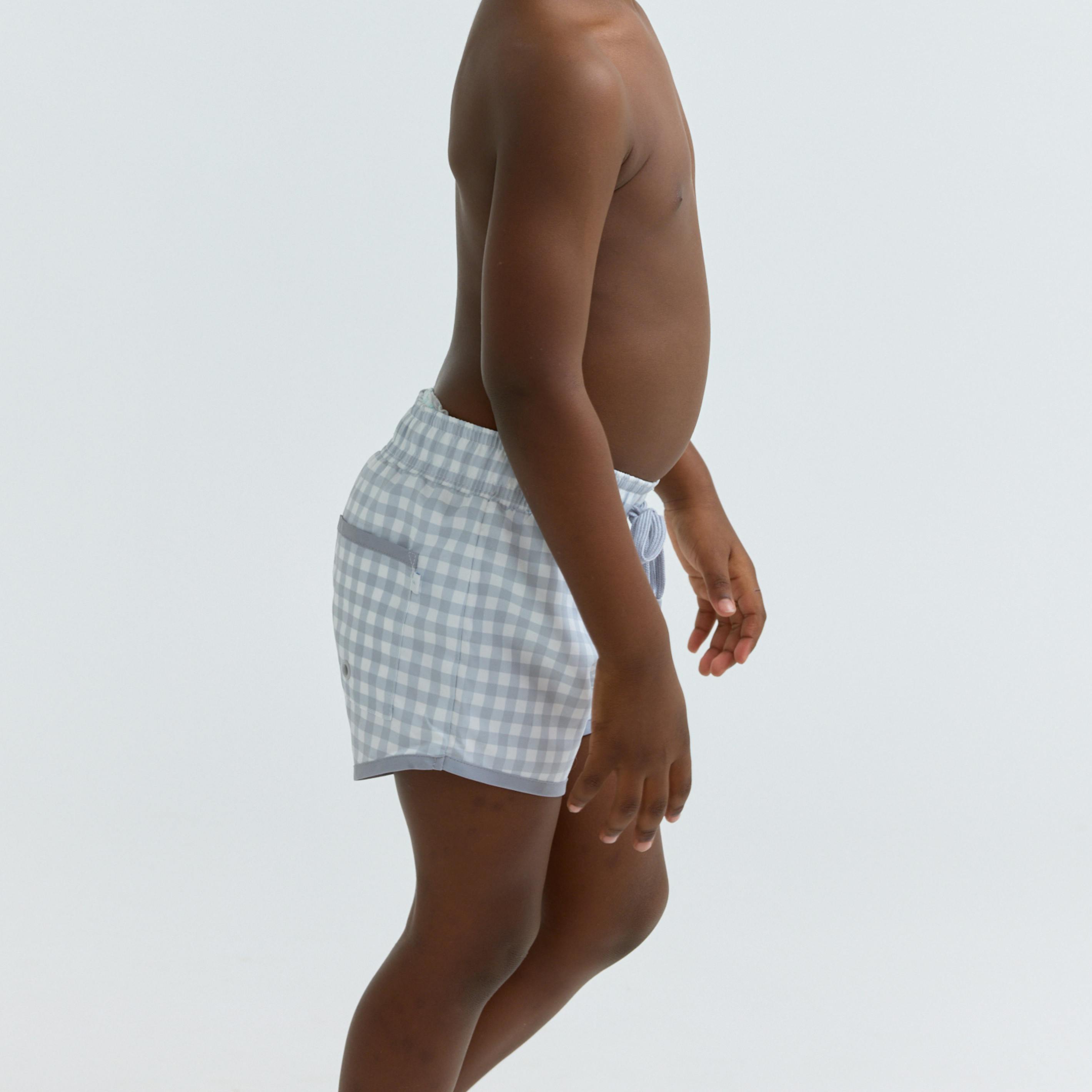 boys dove grey gingham boardie