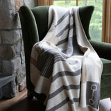 Cotton Sustainable Knit Plaid Throw Blanket - Equestrian Stable Stripe