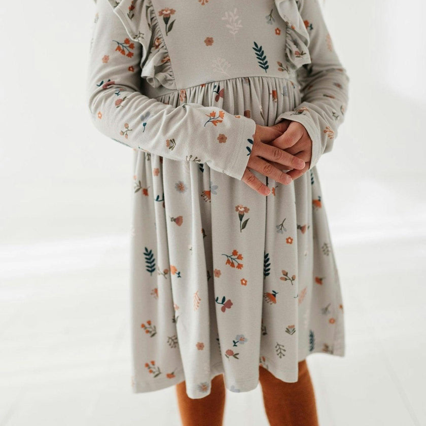 Girl's Long Sleeve Ruffle Dress