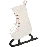 Ice Skate Hand Felted Wool Cream Christmas Stocking Skate