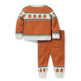 Baby Pumpkin Fair Isle Matching Set , orange