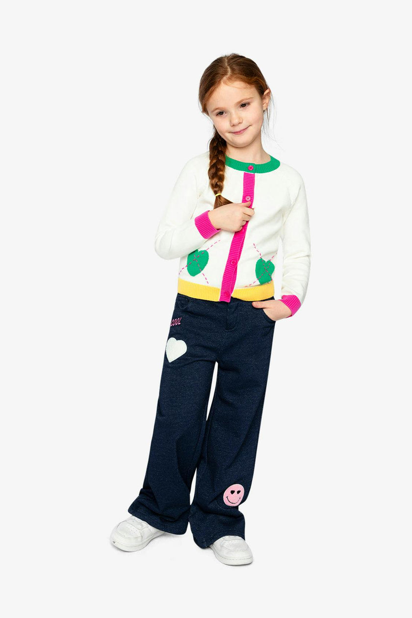 Knitted Cardigan Off-White, Green and Pink