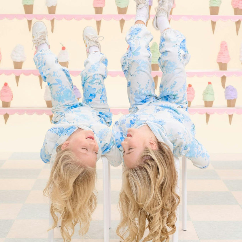 Mini Kian Jogger Sweatpants in Blue Aquarelle Fleur