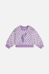 Faux Fur Top Lilac and White Tiles