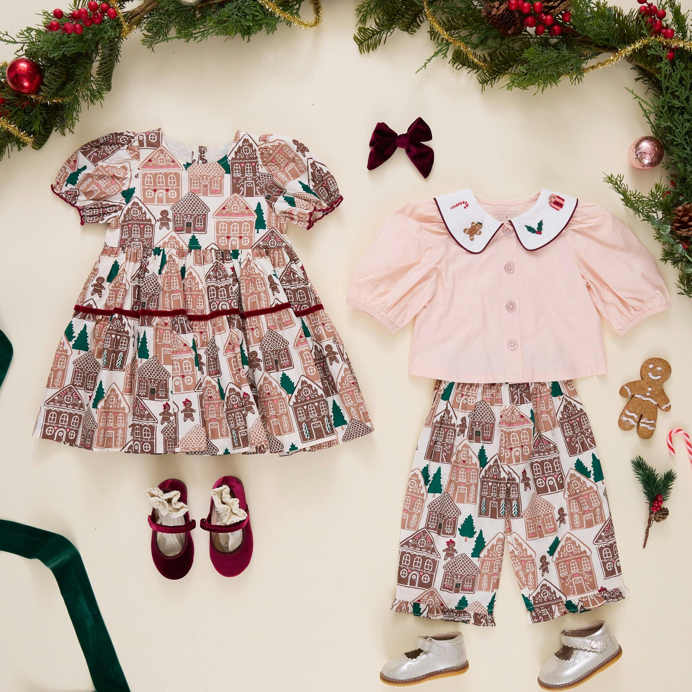 Baby Girls Noelle 2PC Set - Gingerbread Houses