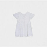 Flora Girl Dress, White Flower Embroidery