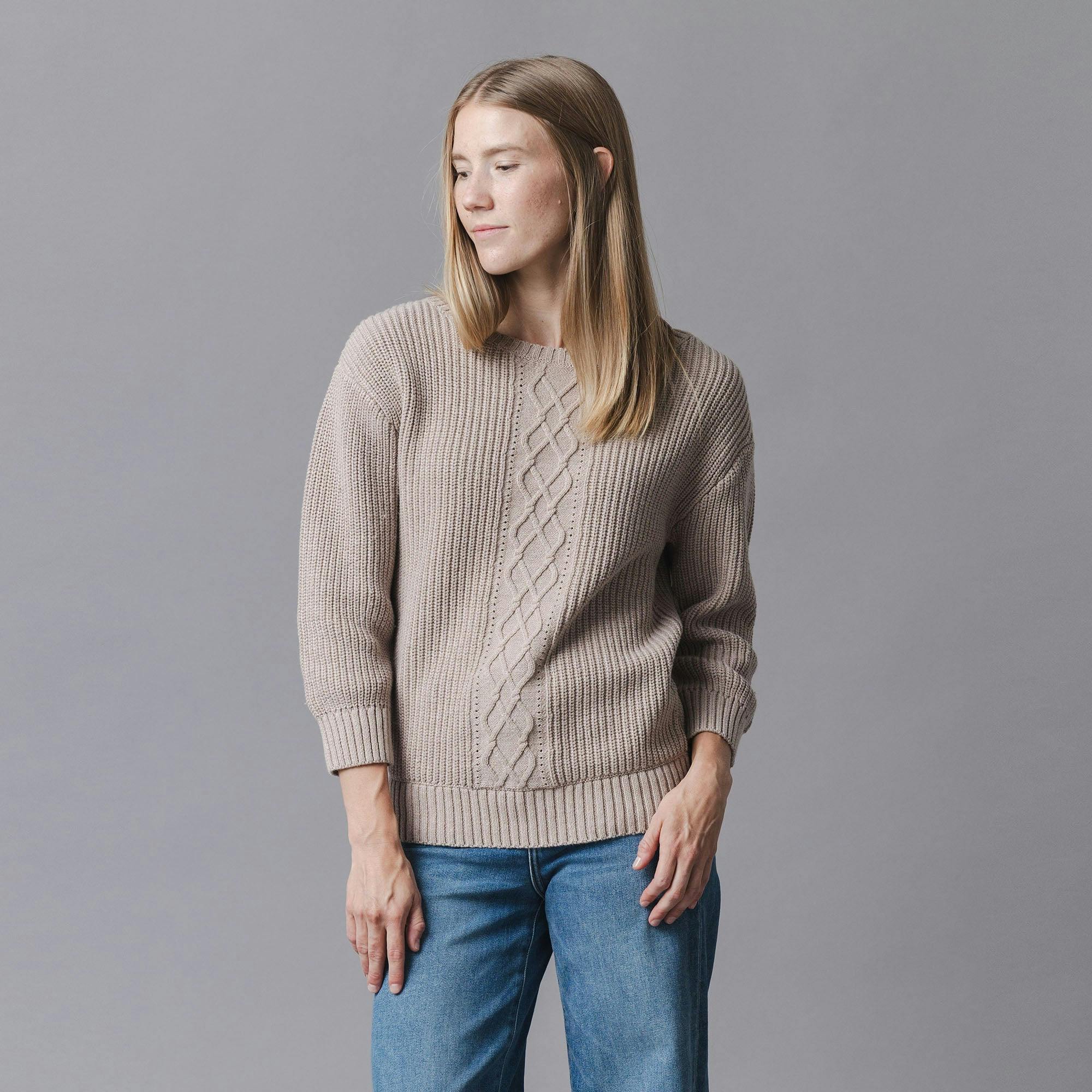 Organic Boatneck Cable Sweater