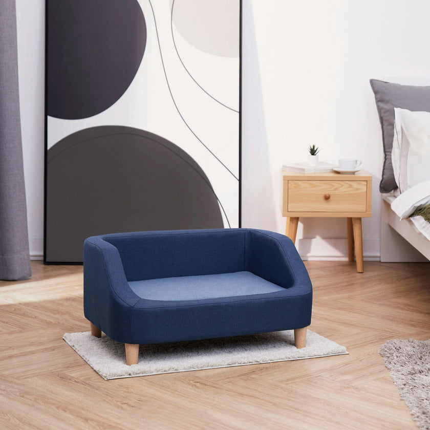 Bennett Linen Pet Sofa with Wood Style Foot & Washable Cover