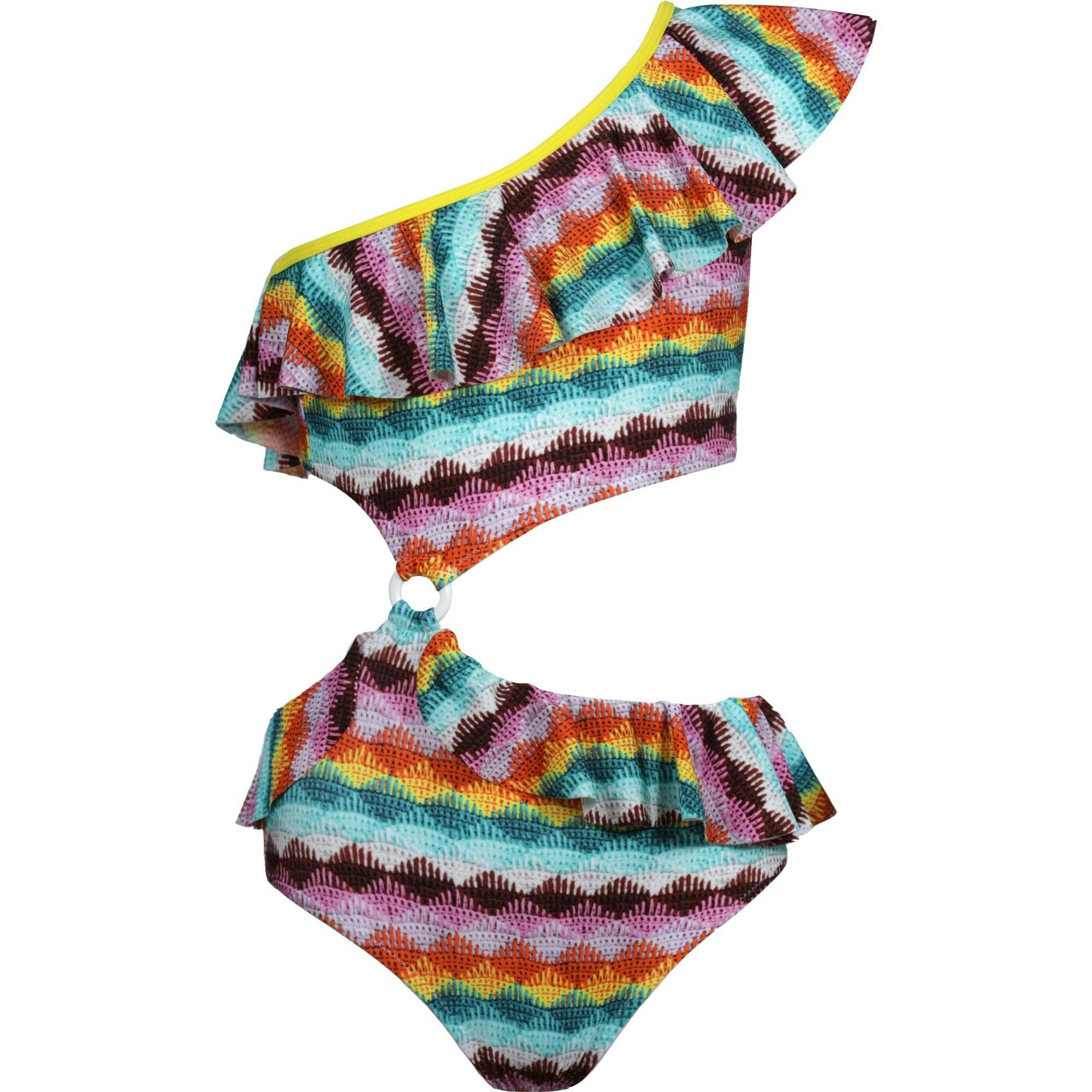 Camelia Knit Ruffle One-Shoulder & Waist Cut-Out Swimsuit