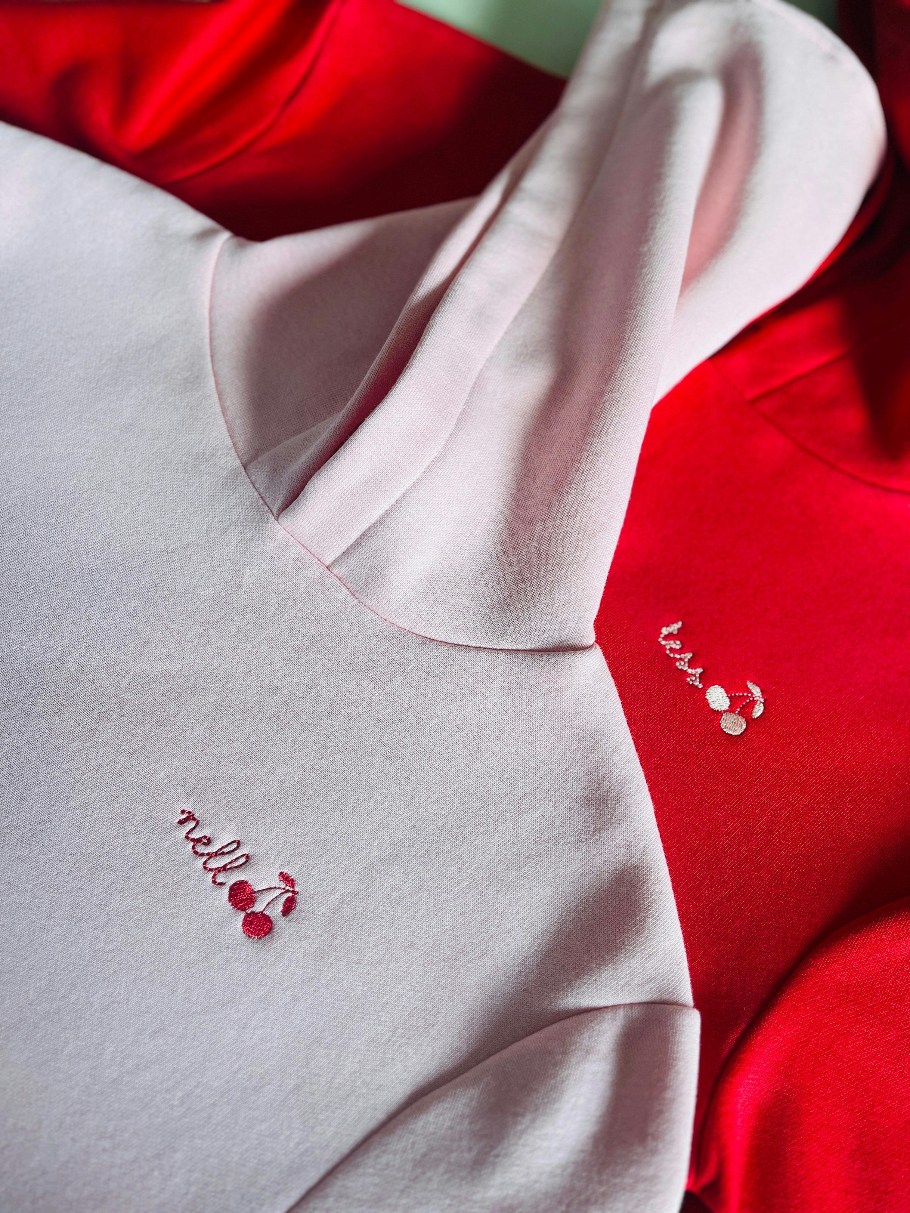 Cherry Monogrammed Girls Cropped Hoodie