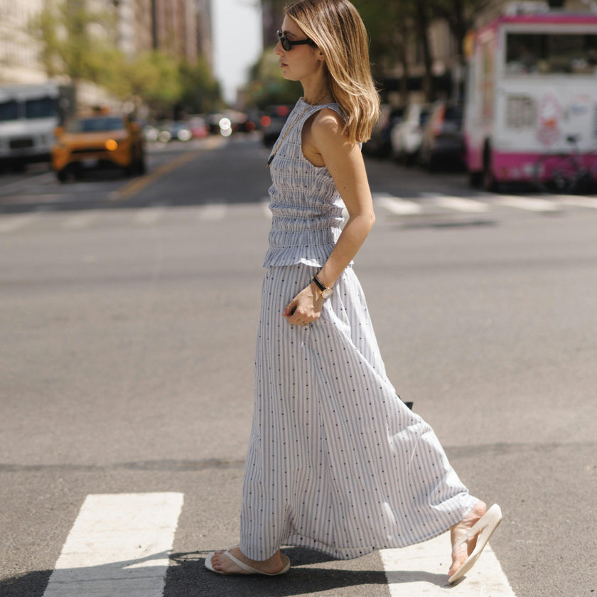 The Delphine Nap Skirt - Blue Swiss Dot