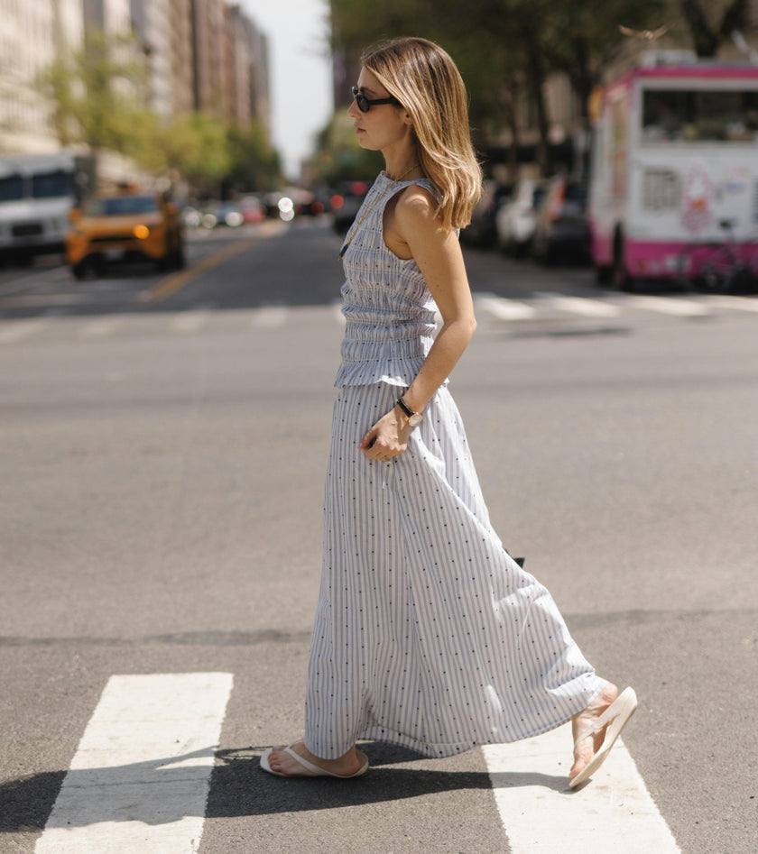 The Delphine Nap Skirt - Blue Swiss Dot