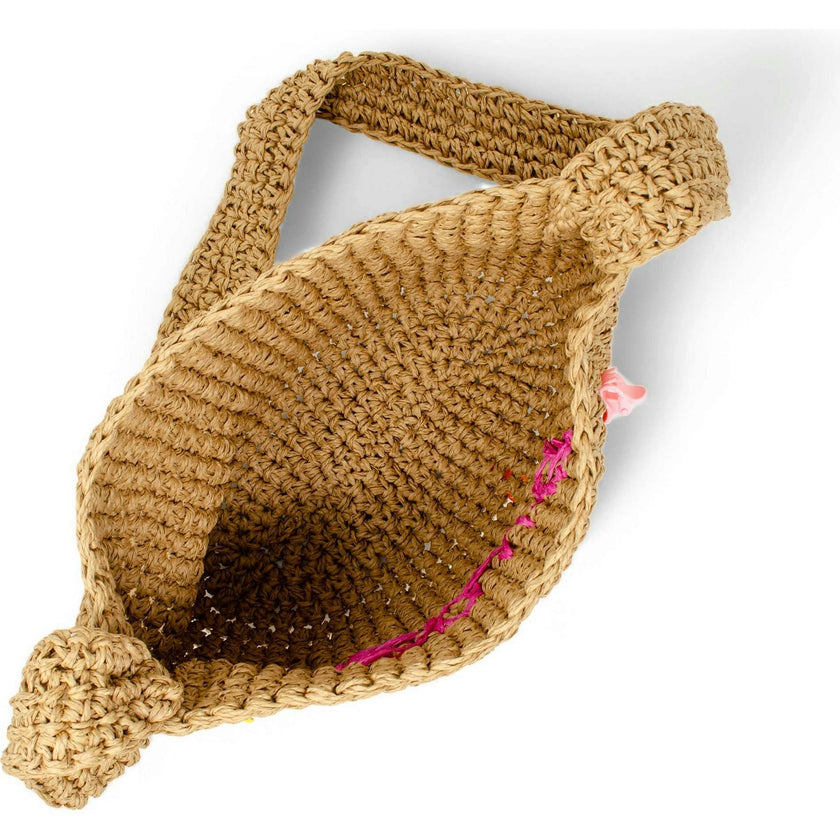 Girls Wicker Crossbody Message Charm Tote