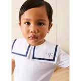 Mariner Collar Hot Air Balloon Embroidered Top in White (6mths-4yrs)