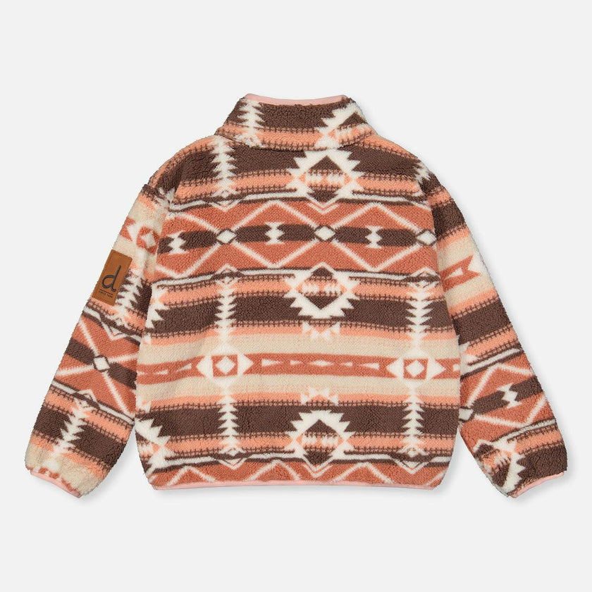 Mid-Season Plush Pullover Jacket Aztec Pink