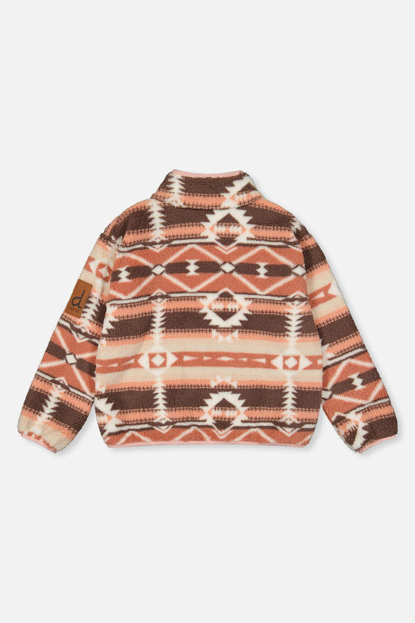 Mid-Season Plush Pullover Jacket Aztec Pink