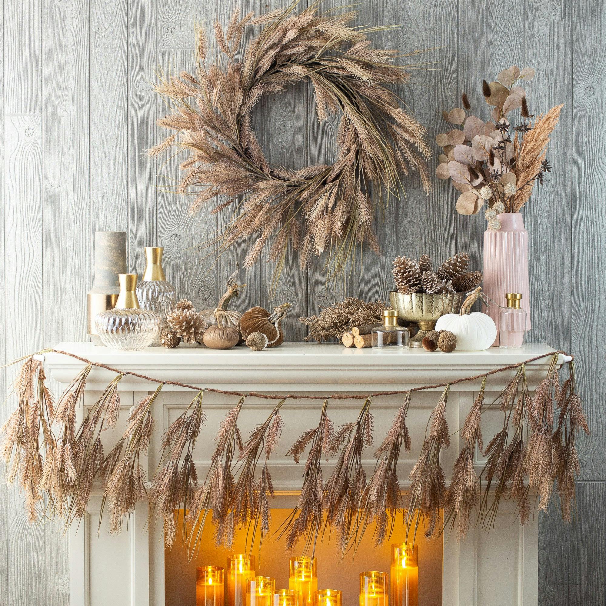 Amber Waves of Grain Autumn Wheat Fall Harvest Hanging Railing or Mantel Garland