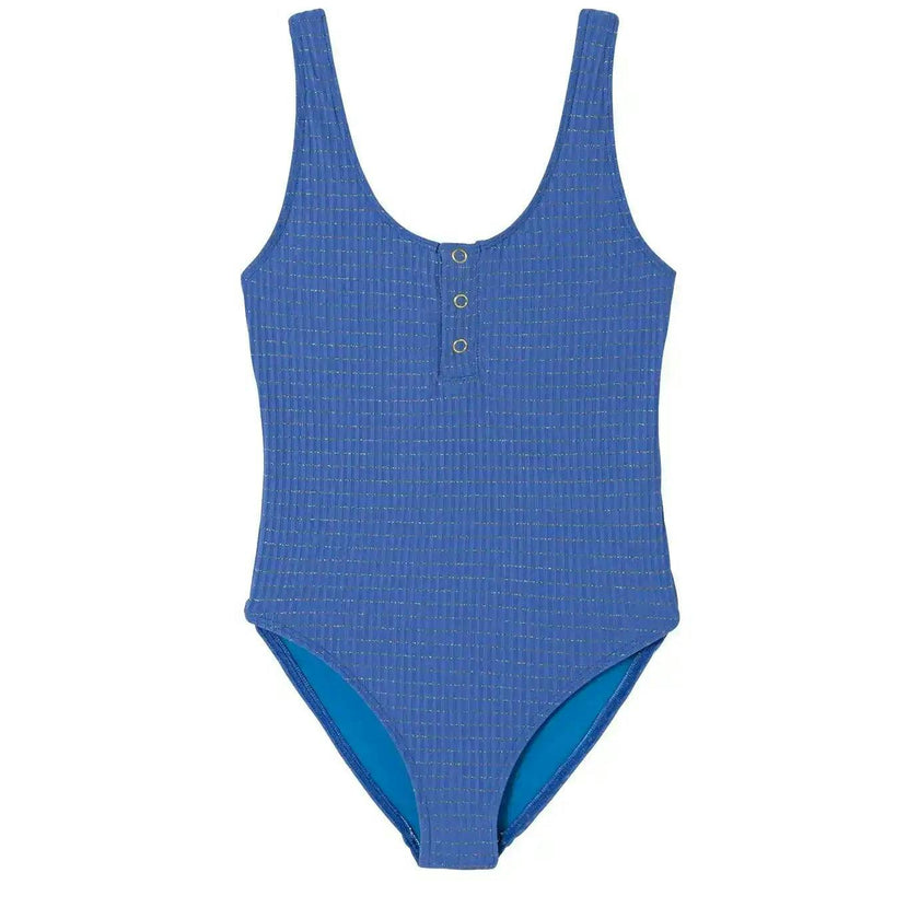 Girls' one-piece swimsuit, blue/gold | CALYPSO 1P