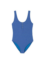 Girls' one-piece swimsuit, blue/gold | CALYPSO 1P