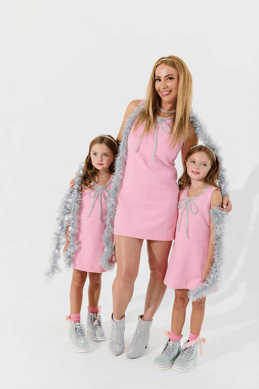 Pink Velvet Bow Princess Dress