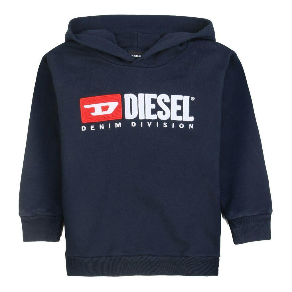 Navy Logo Hooded Sweatshirt