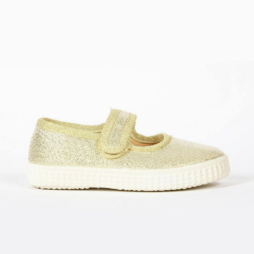 Hampton Canvas Martha Shoes in Gold