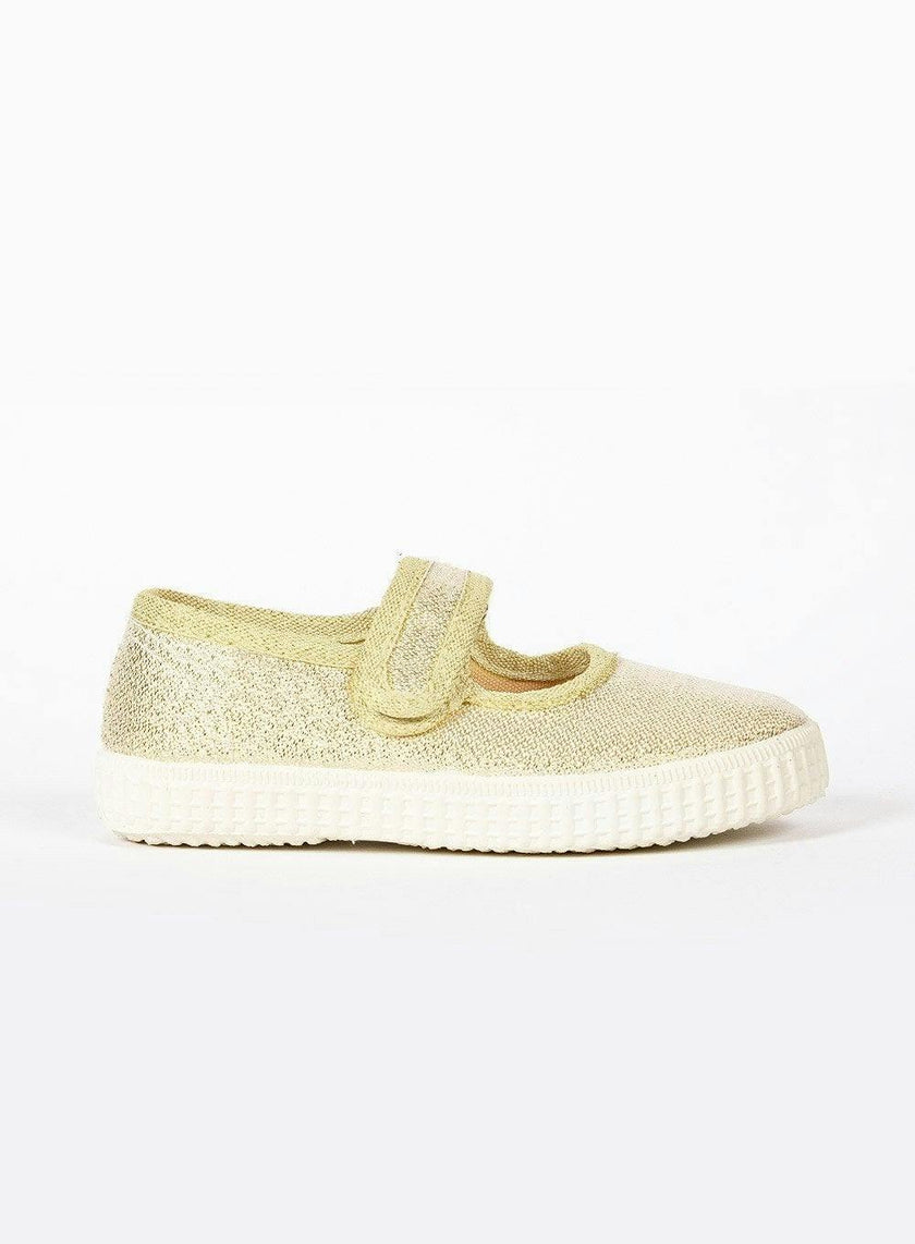 Hampton Canvas Martha Shoes in Gold