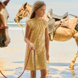 girls marigold floral shift dress