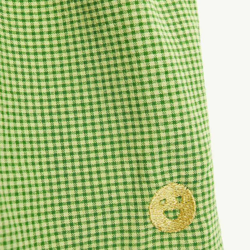 women's vichy frilled top - matcha green